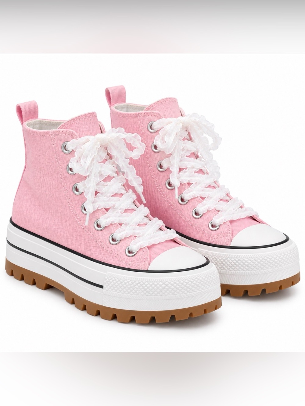 Top Moda Pink High Top Platform Sneakers Chunky Lug Sole Size 7
